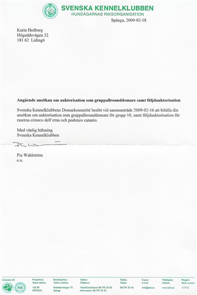 Brev från SKK DK